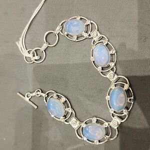 Sterling silver and milky opal bracelet
